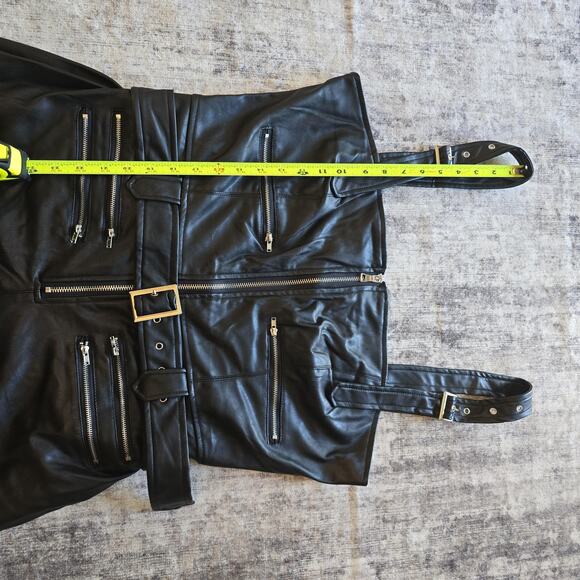 PrettyLittleThing Jumpsuit Womens 12 Black Leatherette Biker Moto Steam Punk NEW - Picture 12 of 16